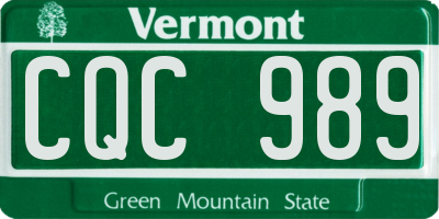 VT license plate CQC989