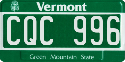 VT license plate CQC996