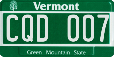 VT license plate CQD007