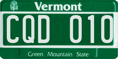 VT license plate CQD010