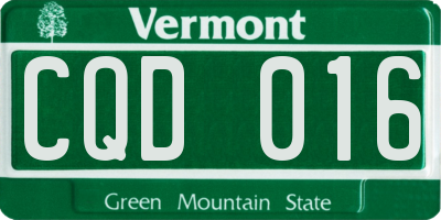 VT license plate CQD016