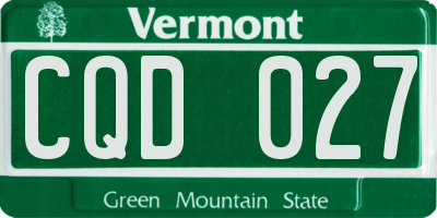 VT license plate CQD027