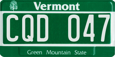 VT license plate CQD047