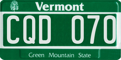 VT license plate CQD070