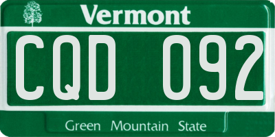 VT license plate CQD092