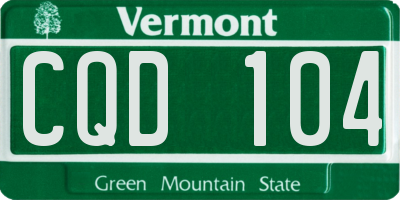 VT license plate CQD104