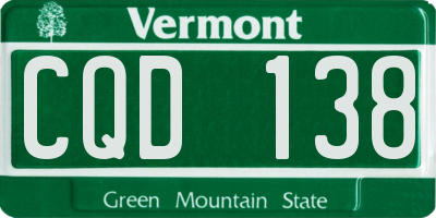 VT license plate CQD138
