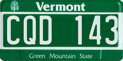VT license plate CQD143