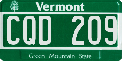 VT license plate CQD209