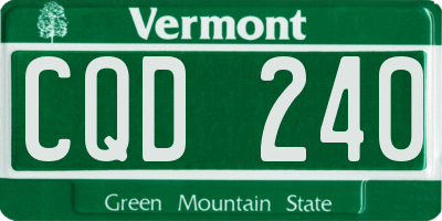 VT license plate CQD240