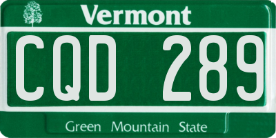 VT license plate CQD289