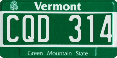 VT license plate CQD314