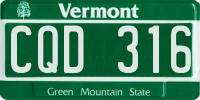 VT license plate CQD316