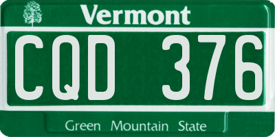 VT license plate CQD376