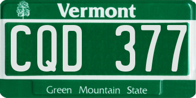 VT license plate CQD377