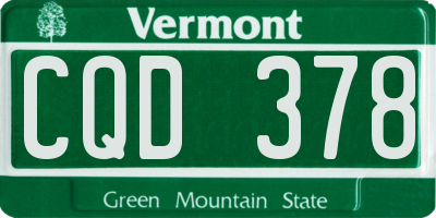 VT license plate CQD378