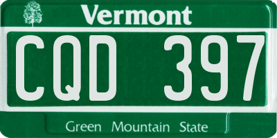 VT license plate CQD397