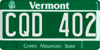 VT license plate CQD402