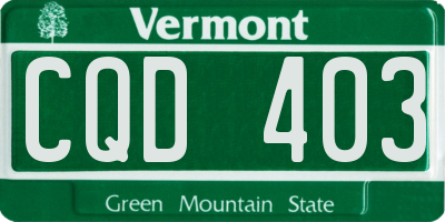 VT license plate CQD403