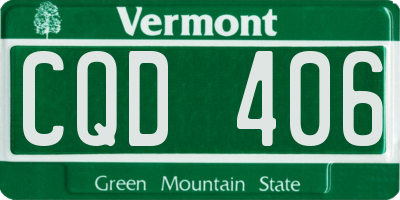 VT license plate CQD406