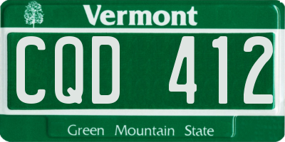 VT license plate CQD412