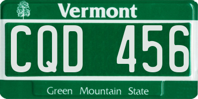 VT license plate CQD456