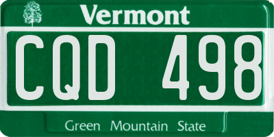 VT license plate CQD498