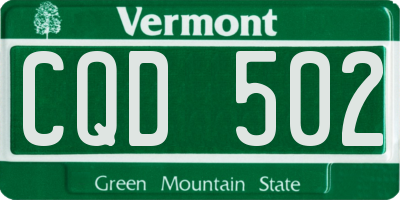 VT license plate CQD502