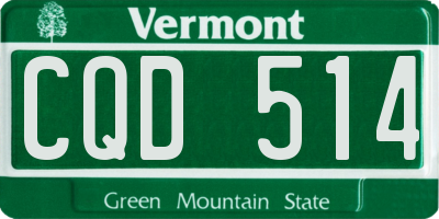 VT license plate CQD514