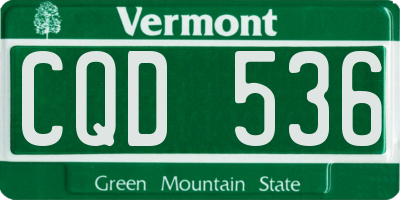 VT license plate CQD536