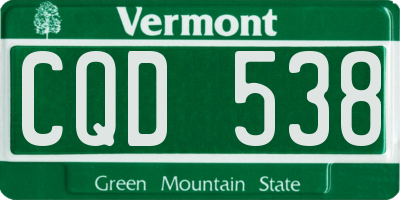 VT license plate CQD538