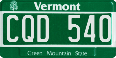 VT license plate CQD540