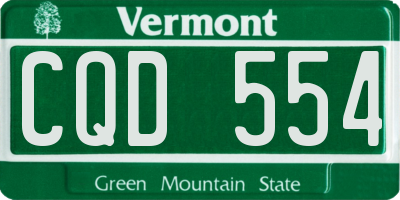 VT license plate CQD554