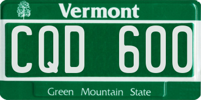 VT license plate CQD600