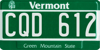 VT license plate CQD612