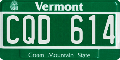 VT license plate CQD614