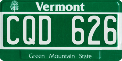 VT license plate CQD626