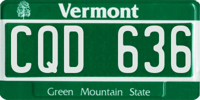 VT license plate CQD636