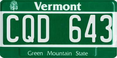 VT license plate CQD643