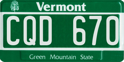 VT license plate CQD670