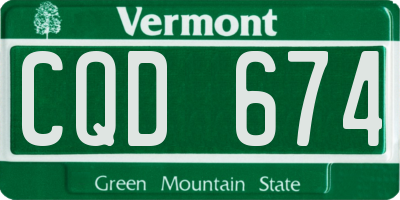 VT license plate CQD674