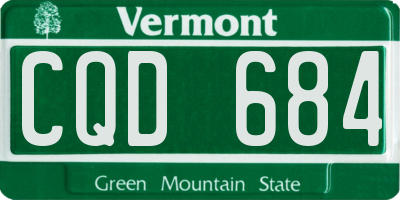 VT license plate CQD684