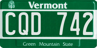 VT license plate CQD742