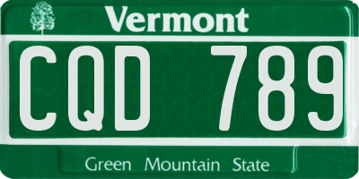 VT license plate CQD789