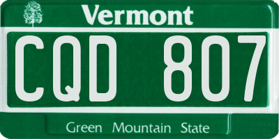 VT license plate CQD807