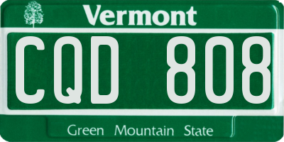 VT license plate CQD808