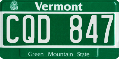VT license plate CQD847