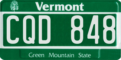 VT license plate CQD848