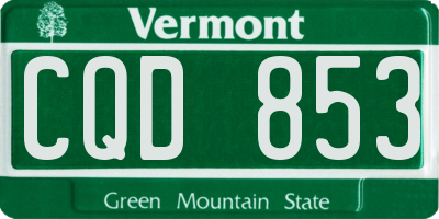VT license plate CQD853