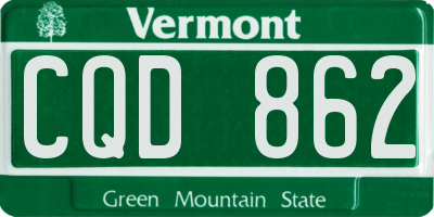 VT license plate CQD862